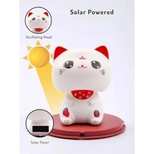 Nirnisa 9 cm Güneş Enerjili Solar Kafa Sallayan Kedi Figür Şans Kedisi Neko Araba Masaüstü Hediyelik Süsü