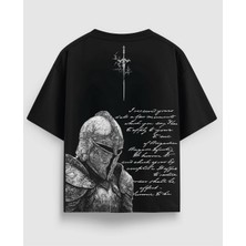 Yolo Street Oversize Unisex Siyah Tişört – Yolo Yazılı Ortaçağ  Yazılı Şövalye Baskı, %100 Pamuk Streetwear Tasarım