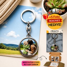 Mealtn Kişiye Özel Resimli Anahtarlık Metal Baskılı Çift Taraflı - 5 Magnet Hediyeli