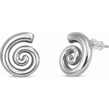 Nergis Collection Kadın Spiral Form Çelik Küpe – Modern Minimal Silver Tasarım, Günlük Şık Kullanım