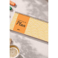 Tarihsiz Spiralli Haftalık Masaüstü Planlayıcı - Sarı Dalgalar - 10X30 cm Plango