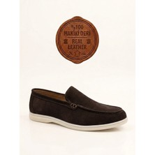 BOA BA0252 %100 Içi Dışı Hakiki Deri Erkek Kahverengi Süet Casual Loafer Termo Taban Ayakkabı