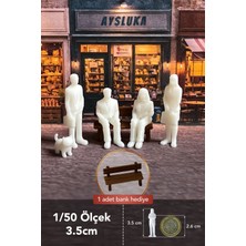 Aysluka Maket Insan 4 Adet 1/50 Ölçek 3.5cm (Bank Hediyeli), Maketler Için Boyanabilir Minyatür Insan
