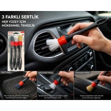 TUMKE Premium Yumuşak Tüylü Fırça 3’lü Fırça Seti Klima Temizleme Fırçası Oto Detay Fırça Seti Araba Klima Havalandırma Detaylı Temizlik Fırçası (T