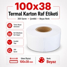 RULORULO 100X38 Termal Karton Raf Etiketi 1 Adet 350 Sarım Çentikli