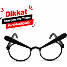 Yapı3D 😎 Minimal Retro Parti Gözlüğü Tekli | Siyah Tasarım | Eğlenceli Konsept | Sert Plastik Hafif Gözlük