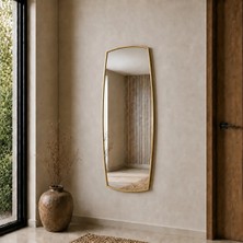 Aypars Atölye Modern Altın Banyo Aynası 40X120 cm – Asimetrik Minimalist Dekoratif Duvar Aynası