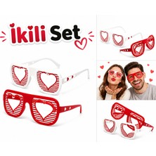 Yapı3D ❤️ Çiftlere Özel Retro Parti Gözlüğü Ikili Set | Kalp Detaylı Eğlenceli Tasarım | Renk Seçenekli