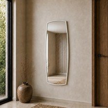 Aypars Atölye Modern Beyaz Banyo Aynası 40X120 cm – Asimetrik Minimalist Dekoratif Duvar Aynası