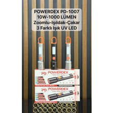 Powerdex PD-1007 10W-1000 Lümen Zoomlu Işıldaklı Çakar 3 Farklı Işık Uv LED