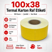 RULORULO 100X38 Sarı Renk Termal Karton Raf Etiketi 350 Sarım Çentikli 1 Adet