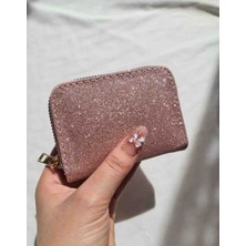 ByLiora Pembe Küçük Simli Cüzdan