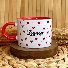 Loren Gift Kırmızı Kalp Temalı Kişiye Özel Kırmızı Elit Kupa