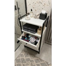 Lidya Luxury Concept Yıkanabilir Kumaş Kirli Çamaşır Sepeti Organizeri – Beyaz Raflı, Ayarlı Ayaklı, Mobilya, Yerli Üretim (100×50×40 cm / 90 L)