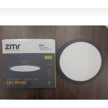 ZMR Sıva Üstü 18W Yuvarlak LED Panel Siyah Kasa Beyaz IŞIK(6500K) Alüminyum Serisi