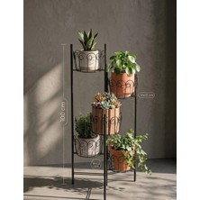 5 Gözlü Siyah Metal Saksılık | Dekoratif Çiçeklik Standı 100 cm
