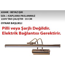 LED Flüt Aplik 6500K (Beyaz Işık) Elektrikli Banyo Tablo Duvar Aydınlatma Gold Renk 35 cm