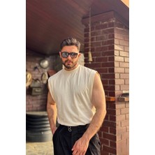 Guaraz Erkek Basketci Sıfır Kol Bisiklet Yaka Oversıze %100 Pamuk Kolsuz Kejıl T-Shirt
