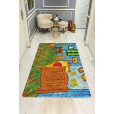 NEWORA Modern Desenli Dijital Baskı Kaymaz Taban Halı H0738