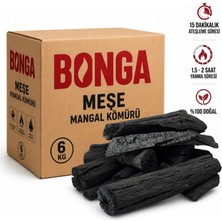 Bonga Meşe Kömürü 6 kg Elleme Mangal Kömürü Doğal Uzun Yanışlı Yüksek Isılı Barbekü Kömürü