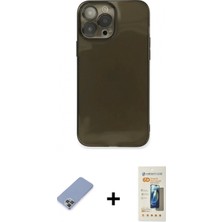 İlk El Grup Pilelistore™ iPhone 13 Pro Max Kılıf Ahenk Doku - Siyah 6d Mat Seramik Hayalet Nano Ekran Koruyucu + Metal Kamera Lens Koruma Cam - Kuyl