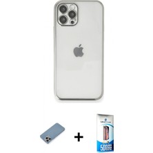 İlk El Grup Pilelistore™ iPhone 12 Pro Max Kılıf Vadi Minimal - Siyah 5d Eko Cam Ekran Koruyucu + Shine Kamera Lens Koruma Cam - Gı