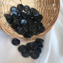 Bukle İplik 28 Boy 4 Delikli Siyah Pantolon Düğmesi ( 1000 Adet )
