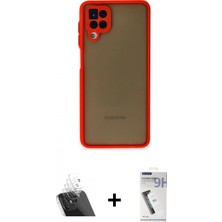 Pileli Store Pilelistore™ Galaxy A12 Kılıf Ahenk Çizgi Serisi - Şeffaf Uv Polymer Nano Ekran Koruyucu + Kamera Lens Koruma Cam - Sf