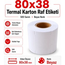 RULORULO 80X38 Termal Karton Raf Etiketi 1 Adet 500 Sarım