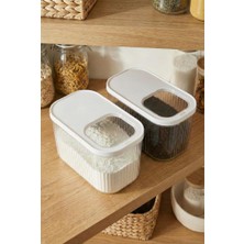 Bezos 2'li 7,5 Lt Multibox Beyaz Kayar Kapaklı Saklama Kabı & Erzak Kabı & Toz ve Tablet Deterjan Kutusu