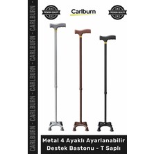 Carlburn #baston Ortopedik Medikal Alüminyum Sağlam Metal 4 Ayaklı Ayarlanabilir Destek Bastonu T Saplı