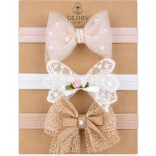 Glory Baby Kız Bebek Bandana 3'lü Set Fisto - Dantel - Incili Tül