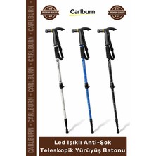 Carlburn #baston Dağcılık Amortisörlü 110CM Outdoor Sağlam LED Işıklı Anti Şok Teleskopik Yürüyüş Batonu