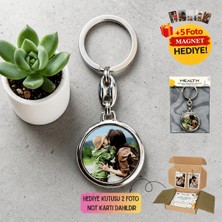Mealtn Fotoğraflı Anahtarlık Kişiye Özel Çift Taraflı Metal Hediye Kutulu Set