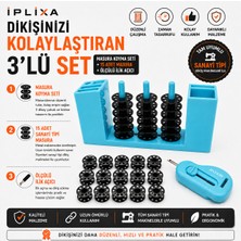 İplixa Iplixa 3’lü Masura Seti – 15 Adet Sanayi Tipi Masura + Masura Standı + Ölçülü Ilik Açıcı Dikiş Apara