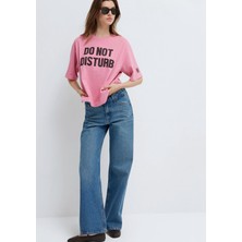 Mavi Slogan Baskılı Pembe Tişört 1613923-71063
