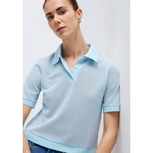Mavi Çizgili Mavi Polo Tişört 1614310-91728