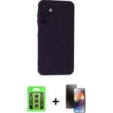 Pileli Store Pilelistore™ Galaxy A25 5g Kılıf Ahenk Serisi - Siyah 3D Antistatik Mat Seramik Nano Ekran Koruyucu + Raze Metal Kamera Lens - Gs