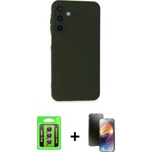 Pileli Store Pilelistore™ Galaxy A25 5g Kılıf Ahenk Serisi - Siyah 3D Antistatik Mat Seramik Nano Ekran Koruyucu + Raze Metal Kamera Lens - Gs