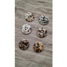 Doğal Tiger Hakiki Inci Midye Kabugu Düğme 18 mm 6 Adet