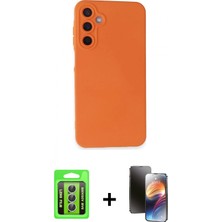 Pileli Store Pilelistore™ Galaxy A25 5g Kılıf Ahenk Serisi - Siyah 3D Antistatik Mat Seramik Nano Ekran Koruyucu + Raze Metal Kamera Lens - Gs