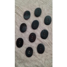 Doğal Siyah Hakiki Inci Midye Kabugu Düğme -25X18 mm 10 Adet