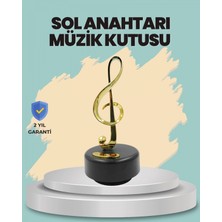 Marsilyan Altın Nota Sol Anahtarı Müzik Box Döner Mekanizmalı Hediyelik