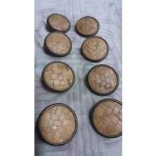 Dogal Hasır Metal Çember Düğme 36 Boy 22 mm 8 Adet