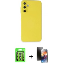 İlk El Grup Pilelistore™ Galaxy A25 5g Kılıf Ahenk Serisi - Siyah 3D Antistatik Mat Seramik Nano Ekran Koruyucu + Raze Metal Kamera Lens - Gs