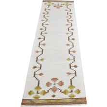 Zehra Abla Halı Yeni El Dokuma Modern Özel Tasarım Bej Krem Yolluk Yün Kilim 7287