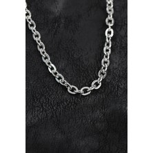 Inure Jewelry 316L Çelik Gümüş Renk Rolo Zincir Erkek Kolye