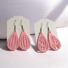 Major Hobi Pembe Damla Desenli 3D Baskı Hafif Kadın Küpe Zarif Modern Tasarım