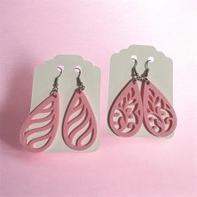 Major Hobi Pembe Damla Desenli 3D Baskı Hafif Kadın Küpe Seti Zarif Şık Tasarım