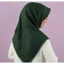 Özense Flamlı Pamuklu Terletmeyen 4 Mevsim Kullanılabilir 100X100 cm Orman Yeşili Renkli Eşarp
